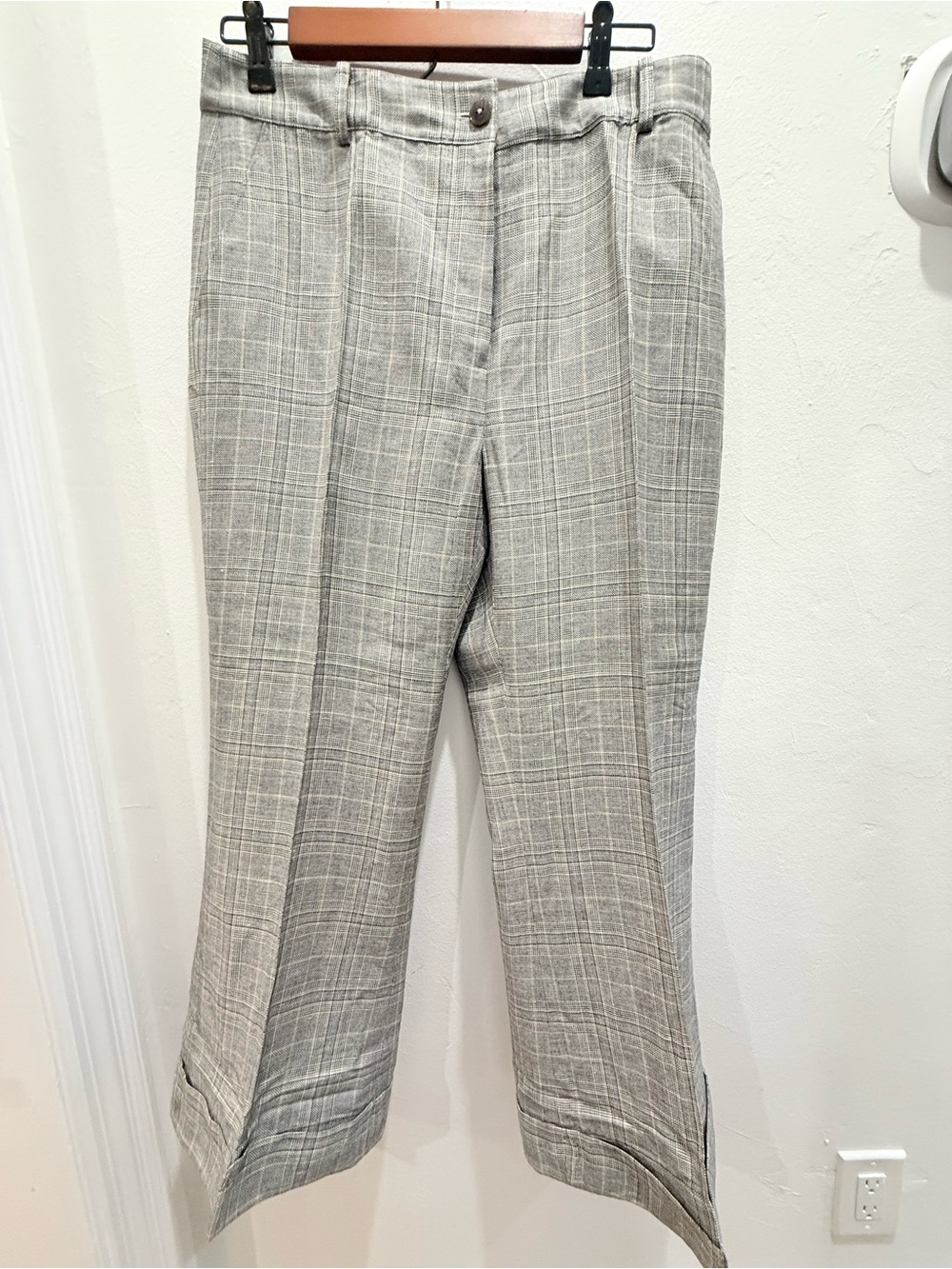 Brooks Brothers NOON Gray Plaid Cropped Ankle Dress Pants Women’s Size 10 Career